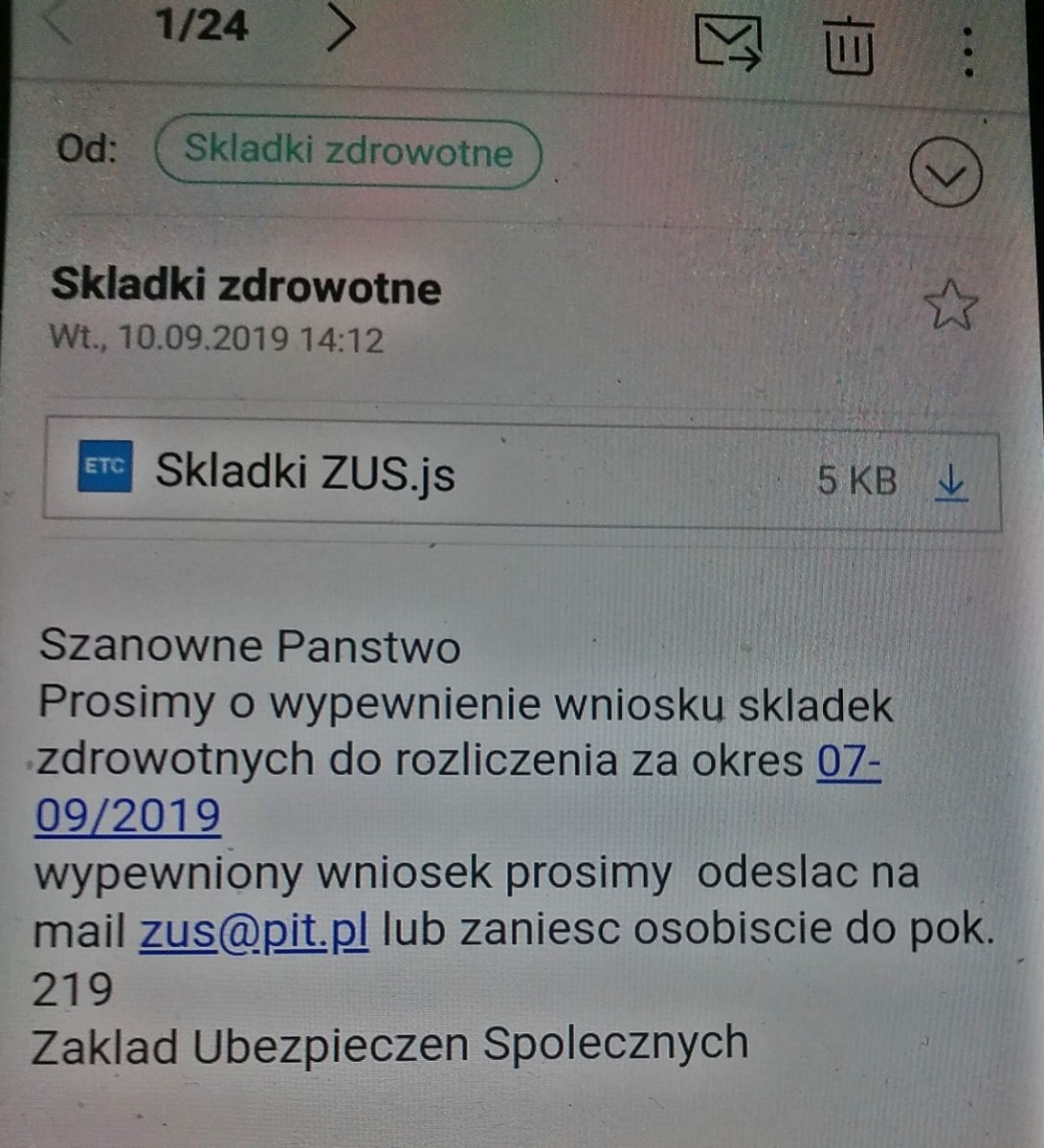 ZUS ostrzega: oszuści wysyłają SMS-y i maile z groźnym wirusem!