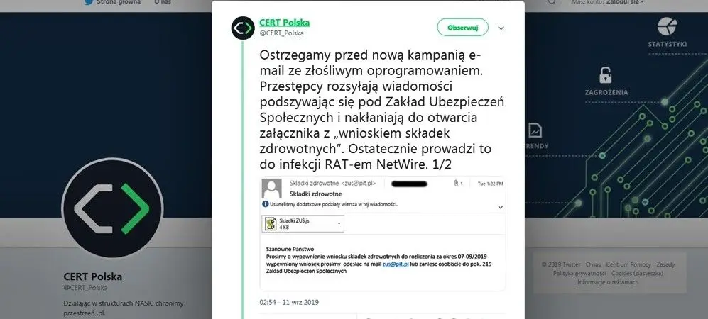 ZUS ostrzega: oszuści wysyłają SMS-y i maile z groźnym wirusem!