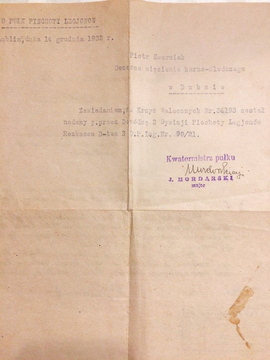 Piotr Kwarciak. Walczył w Legionach, uratował 15 Żydów. Prawdopodobnie zamordowali go sowieci