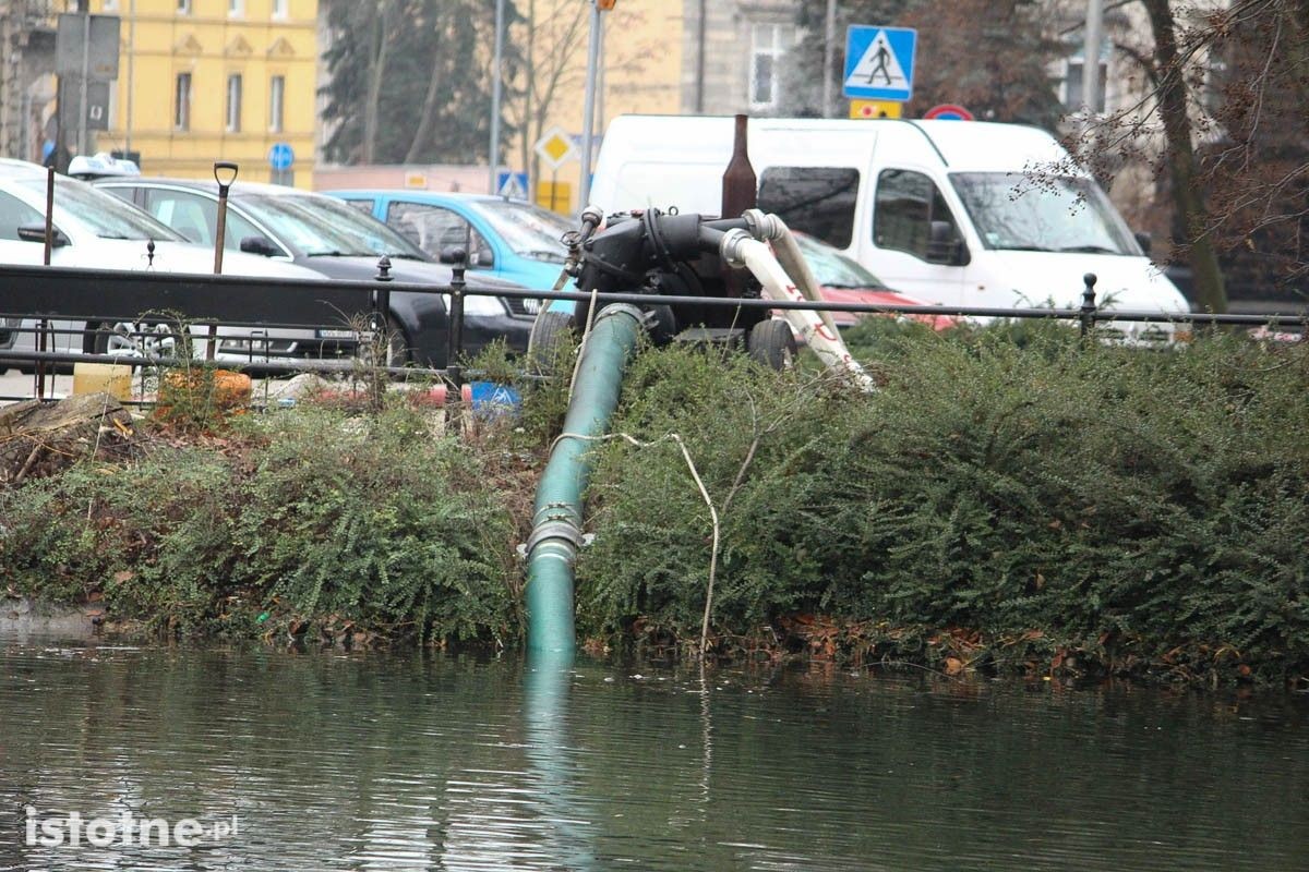 Akcja wypompowywania wody ze stawu miejskiego