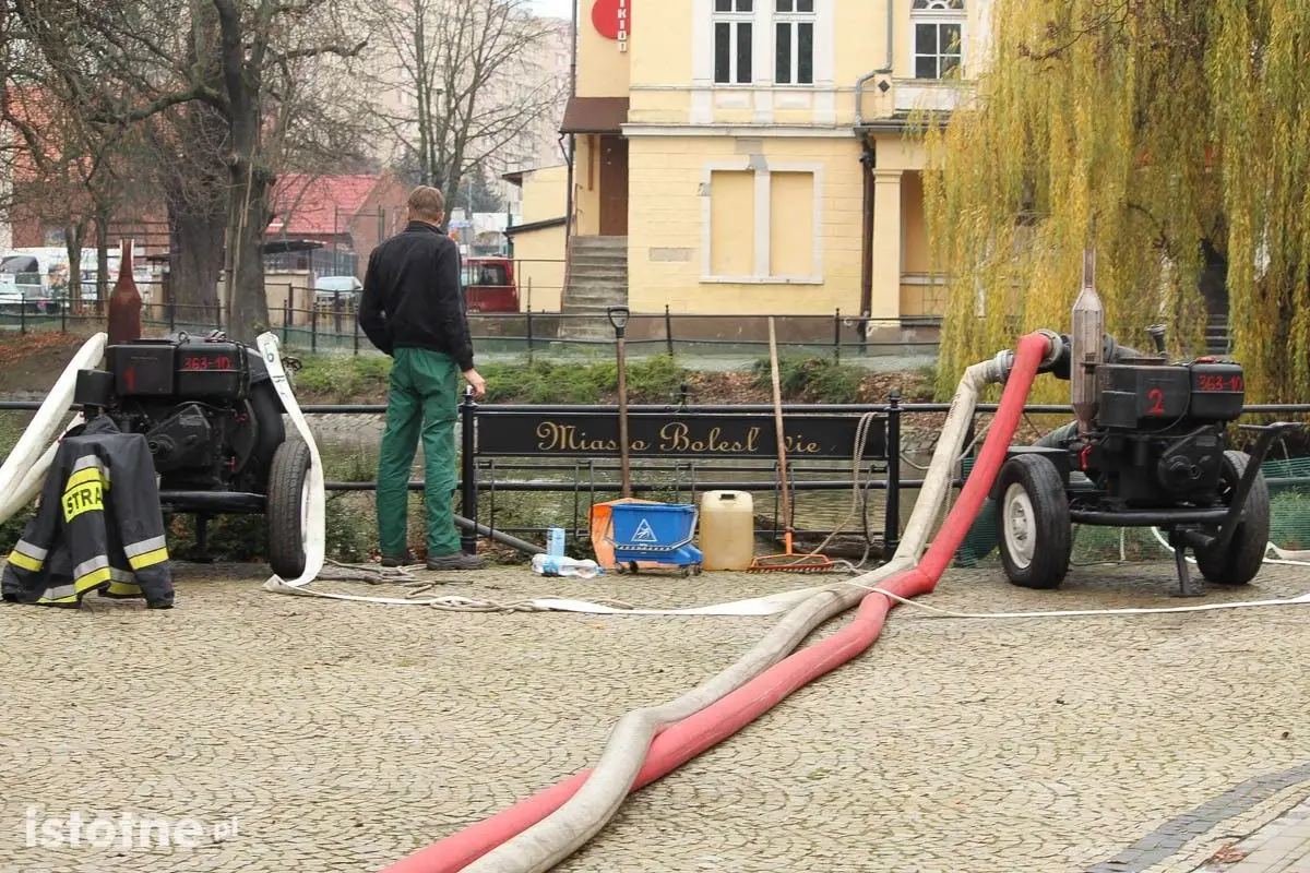 Akcja wypompowywania wody ze stawu miejskiego