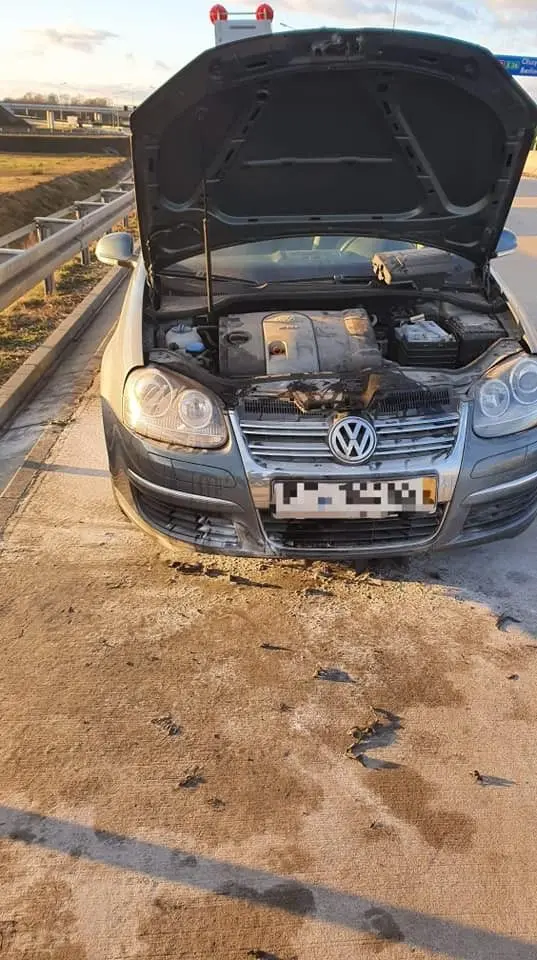 Pożar auta na A4