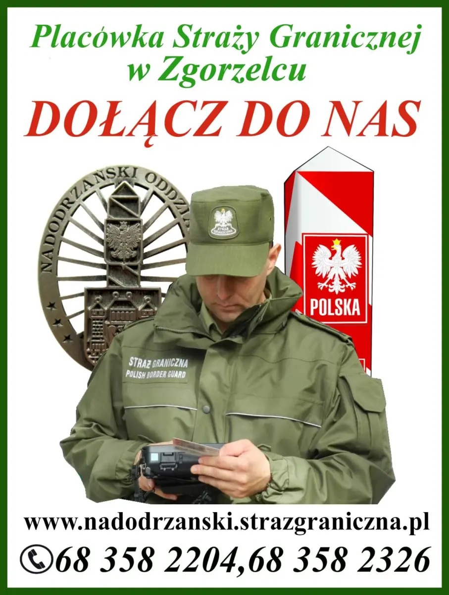 Plakaty informujące o naborze do Nadodrzańskiego Oddziału Straży Granicznej