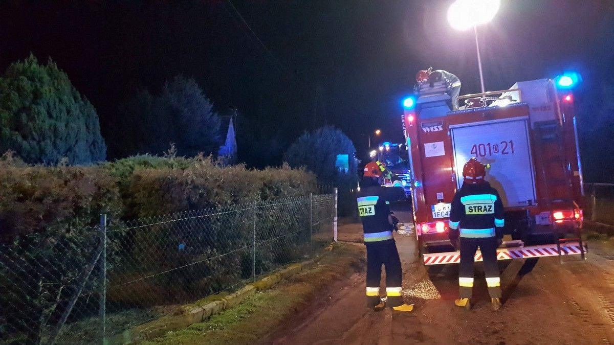 Akcja straży pożarnej w miejscowości Krzyżowa (gmina Gromadka, powiat bolesławiecki)