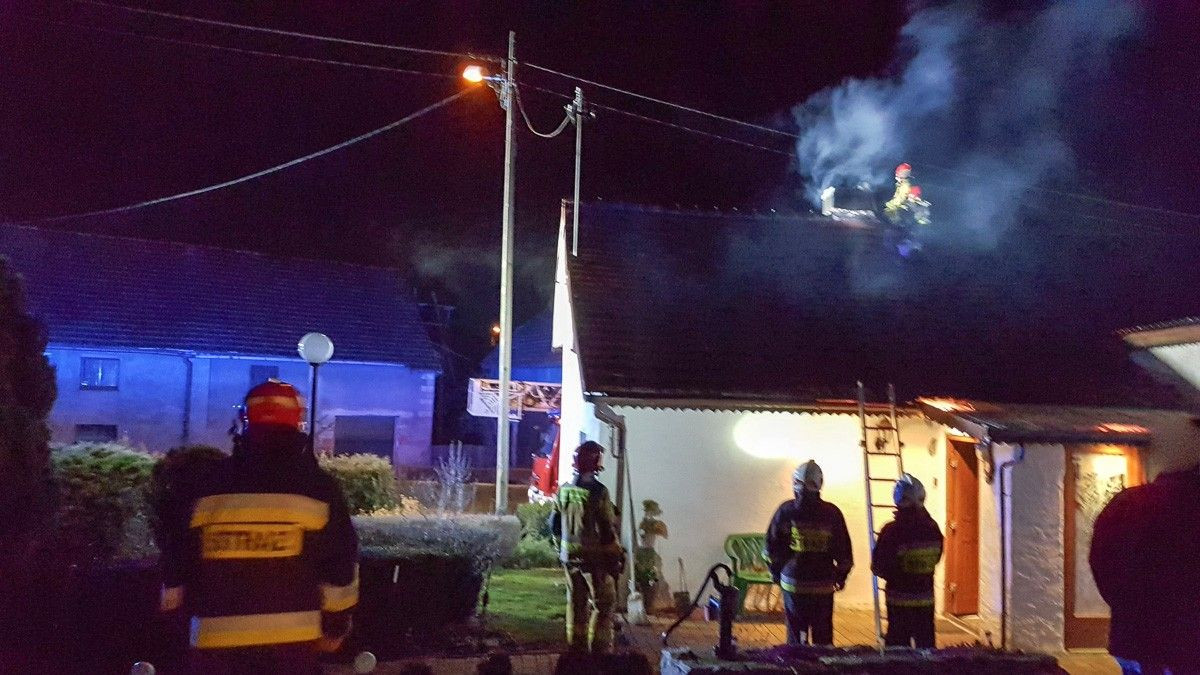 Akcja straży pożarnej w miejscowości Krzyżowa (gmina Gromadka, powiat bolesławiecki)