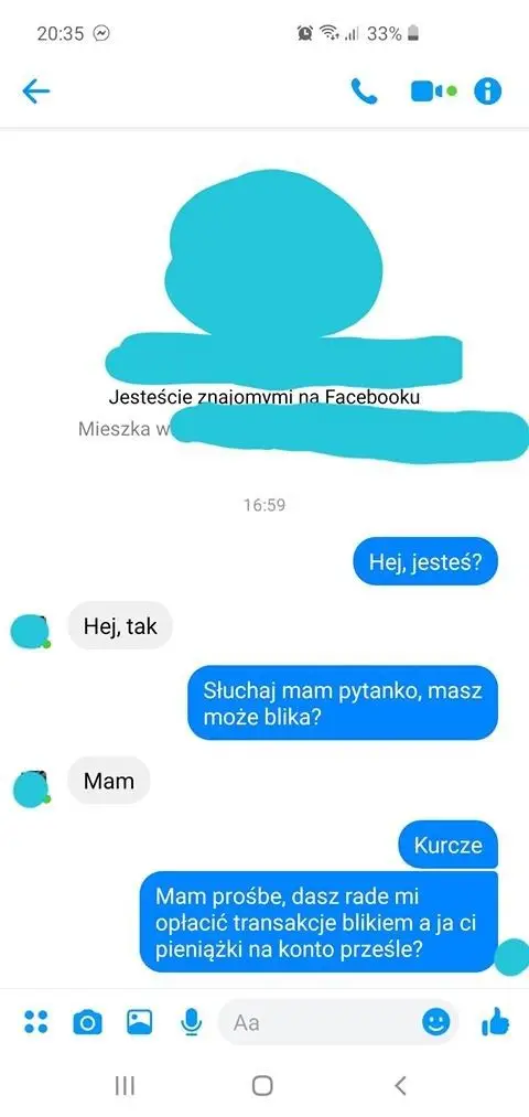 Zrzut ekranu – próba oszustwa
