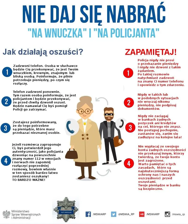 Policyjne ulotki ostrzegające przed oszustami
