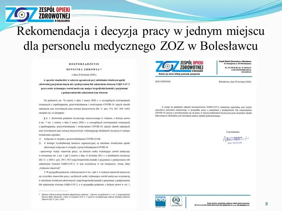Sytuacja epidemiologiczna i finansowa szpitala powiatowego w Bolesławcu – prezentacja