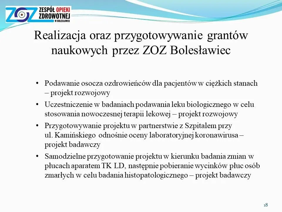 Sytuacja epidemiologiczna i finansowa szpitala powiatowego w Bolesławcu – prezentacja