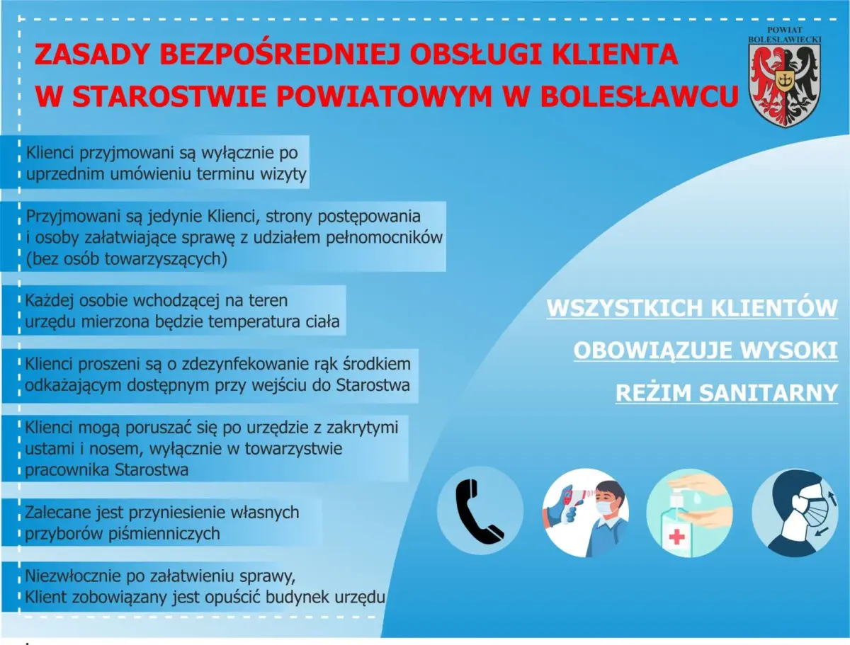 Zasady bezpośredniej obsługi klienta w Starostwie Powiatowym w Bolesławcu