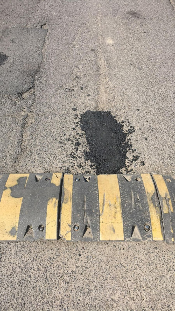 Łaty na drodze w Łaziskach