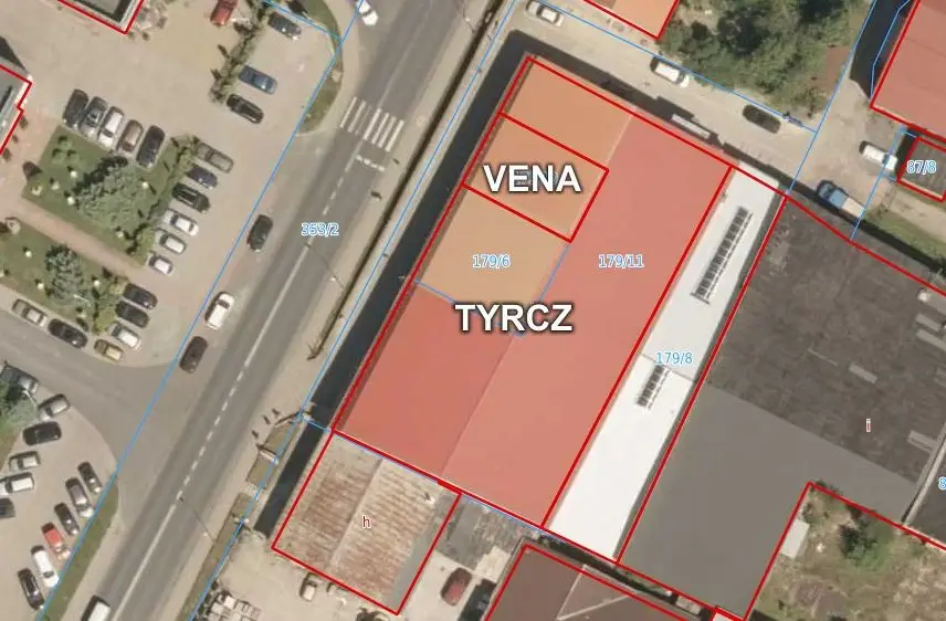 Mapa prezentująca budynki firmy Tyrcz i Vena