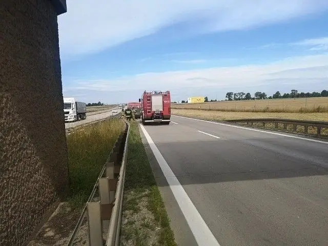 Akcja służb na A4 (na wysokości Krzyżowej, gmina Gromadka, powiat bolesławiecki)