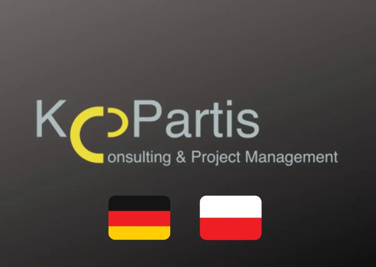 Logotyp KoPartis i flagi Polski i Niemiec