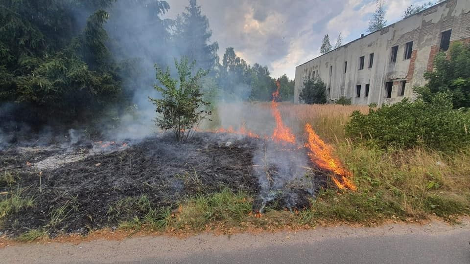 Akcja straży pożarnej przy ul. Strażackiej w Trzebieniu (gmina Bolesławiec, powiat bolesławiecki)