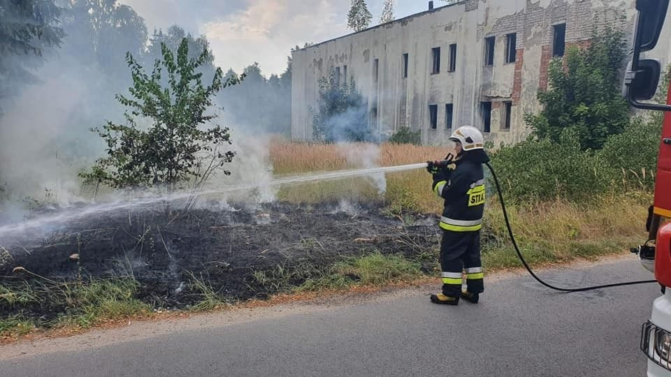 Akcja straży pożarnej przy ul. Strażackiej w Trzebieniu (gmina Bolesławiec, powiat bolesławiecki)