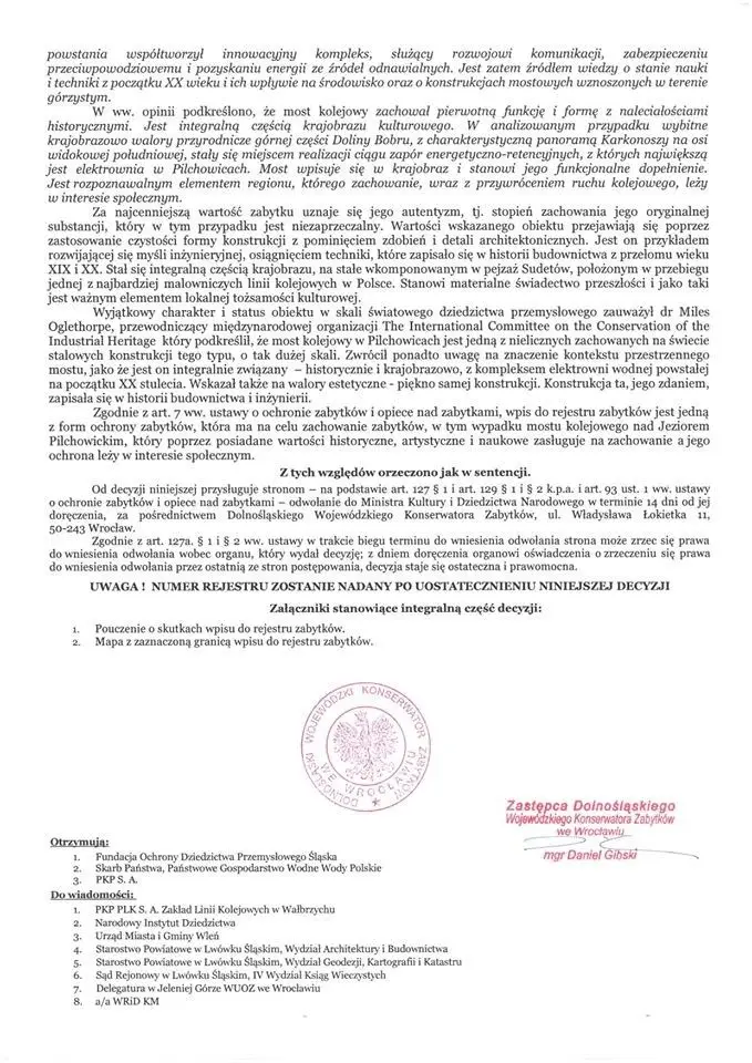 Pismo Dolnośląskiego Wojewódzkiego Konserwatora Zabytków