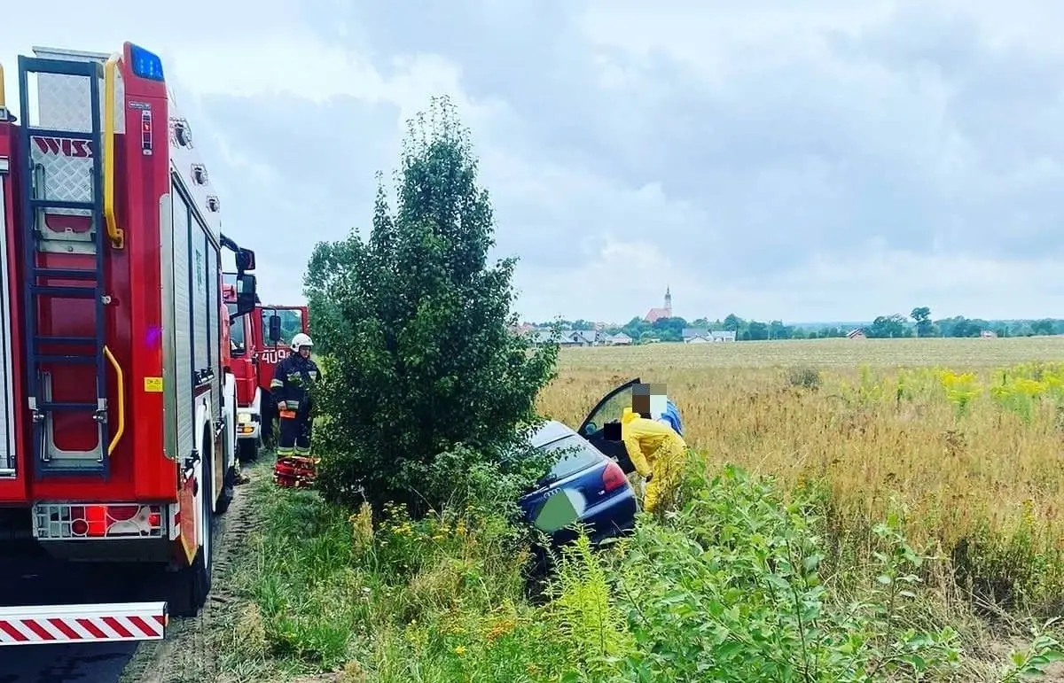 Audi wpadło do rowu koło Nowogrodźca