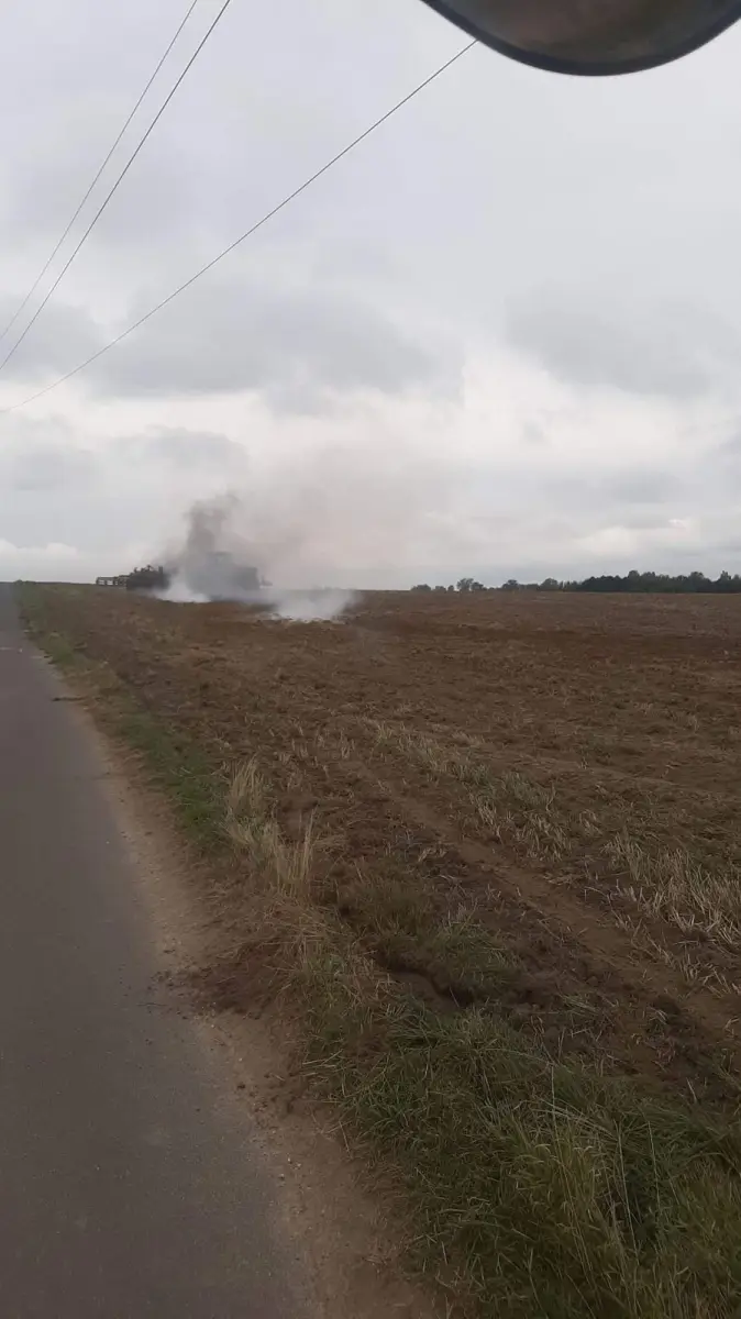 Pożar koło miejscowości Mierzwin (gmina Bolesławiec, powiat bolesławiecki)