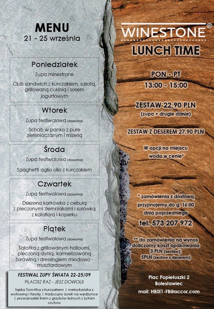 Restauracja Winestone Bolesławiec zaprasza