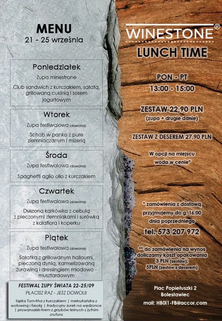 Restauracja Winestone Bolesławiec zaprasza
