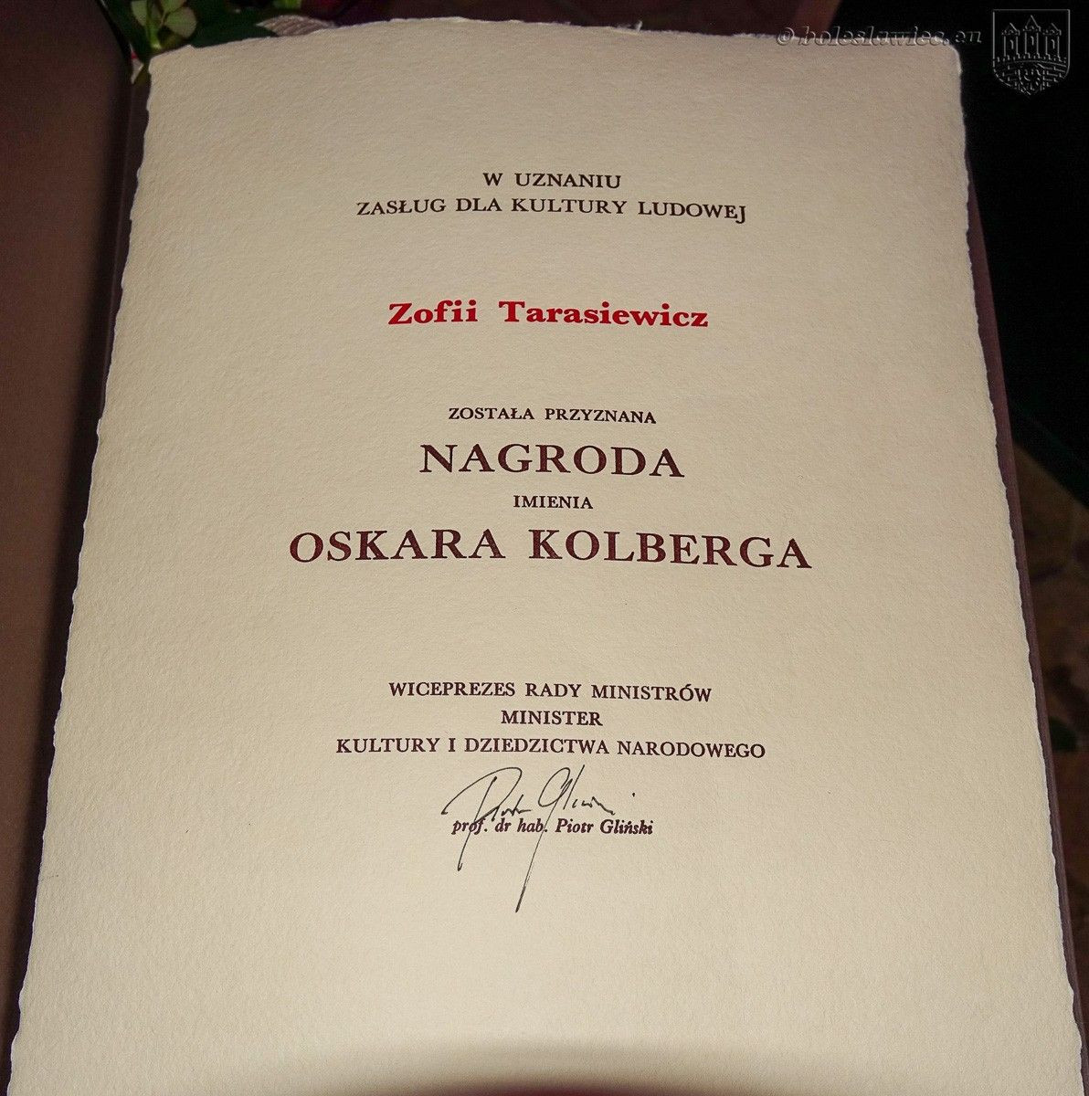 Nagroda im. Oskara Kolberga „Za zasługi dla kultury ludowej” dla Zofii Tarasiewicz