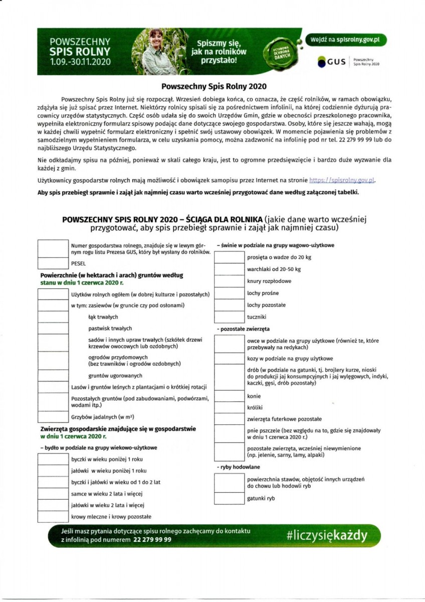 Powszechny Spis Rolny 2020 – ściąga dla rolnika