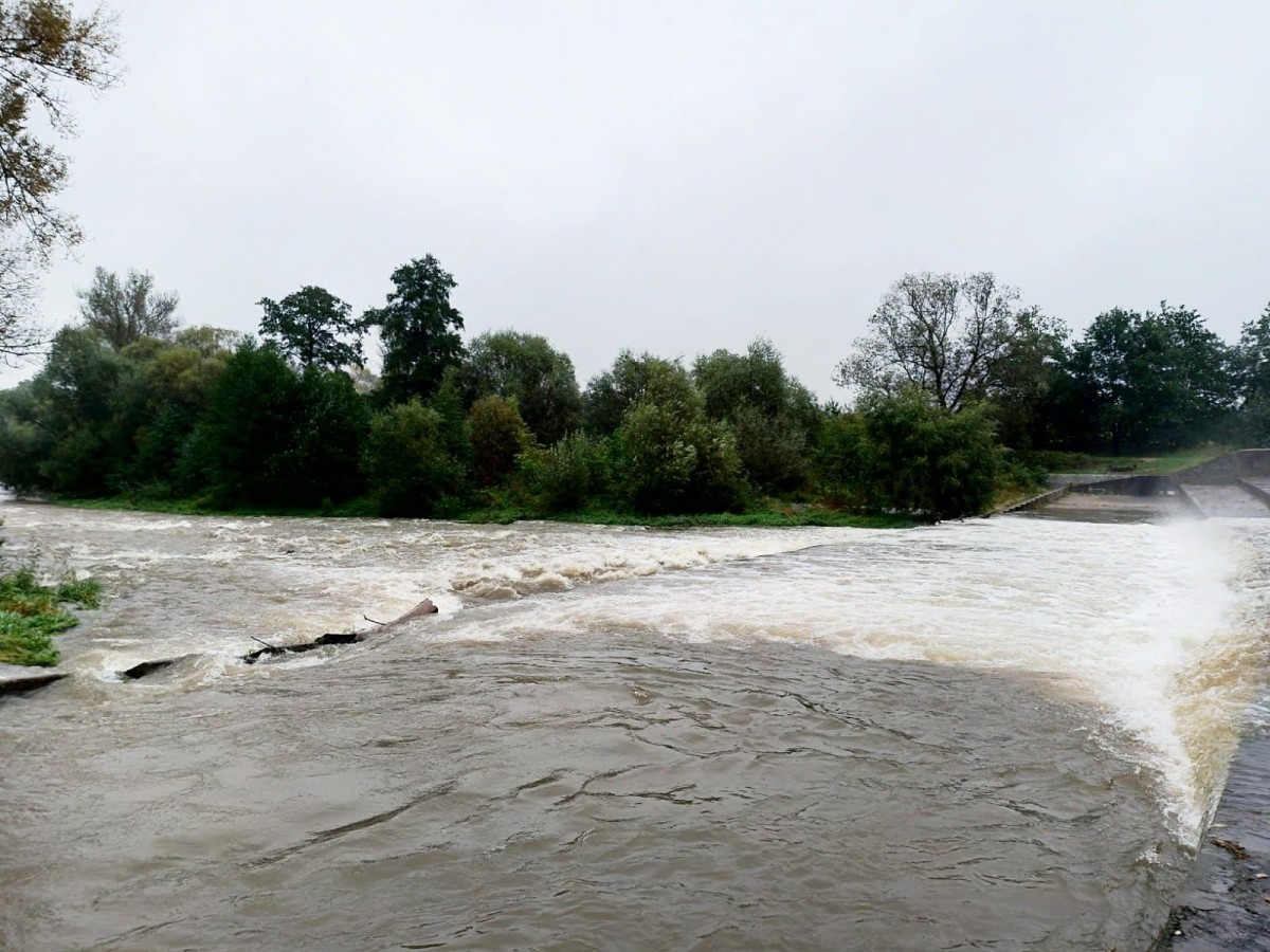 Rzeka Bóbr w okolicach wiaduktu w Bolesławcu