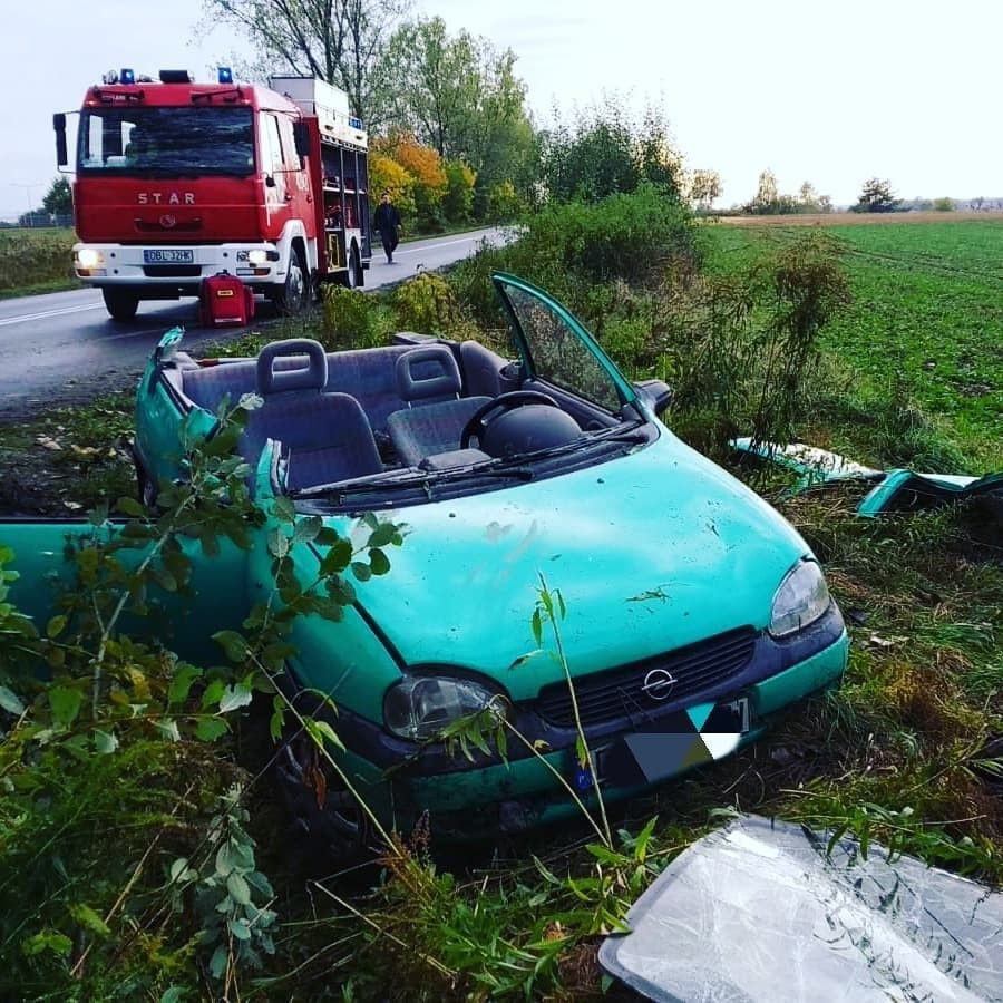Opel wypadł z drogi koło Nowogrodźca