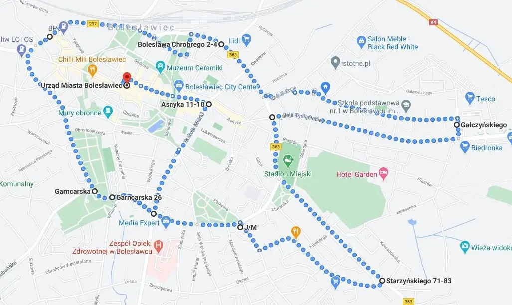 Mapa trasy protestu