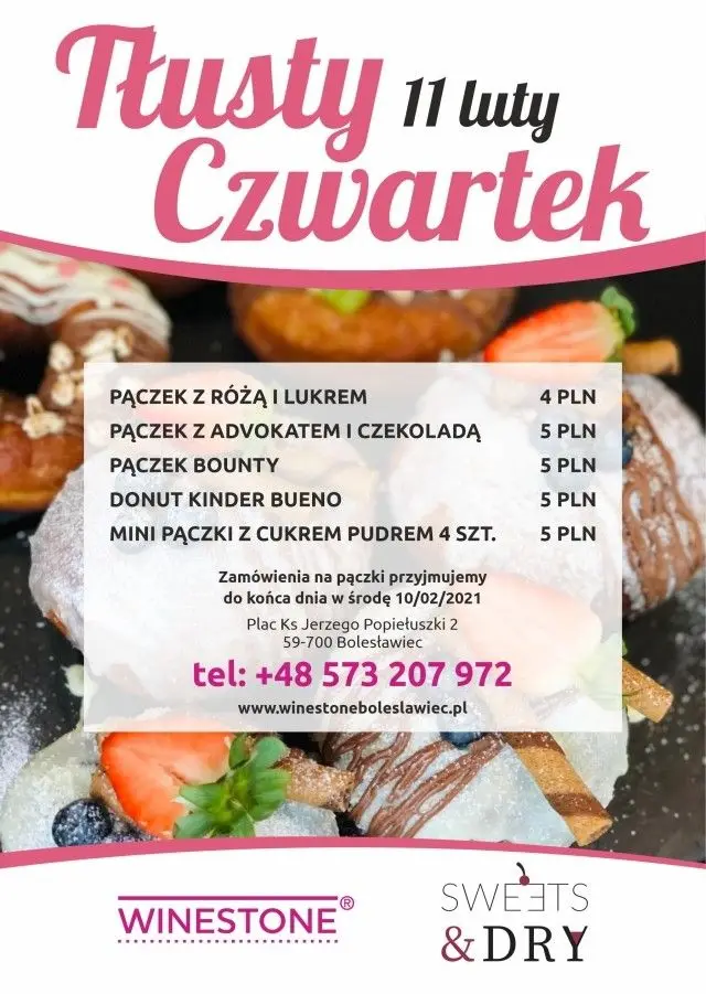 Tłusty Czwartek w Restauracji Winestone