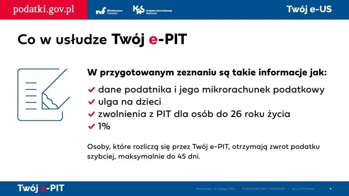 Prezentacja dotycząca usługi Twój e-PIT