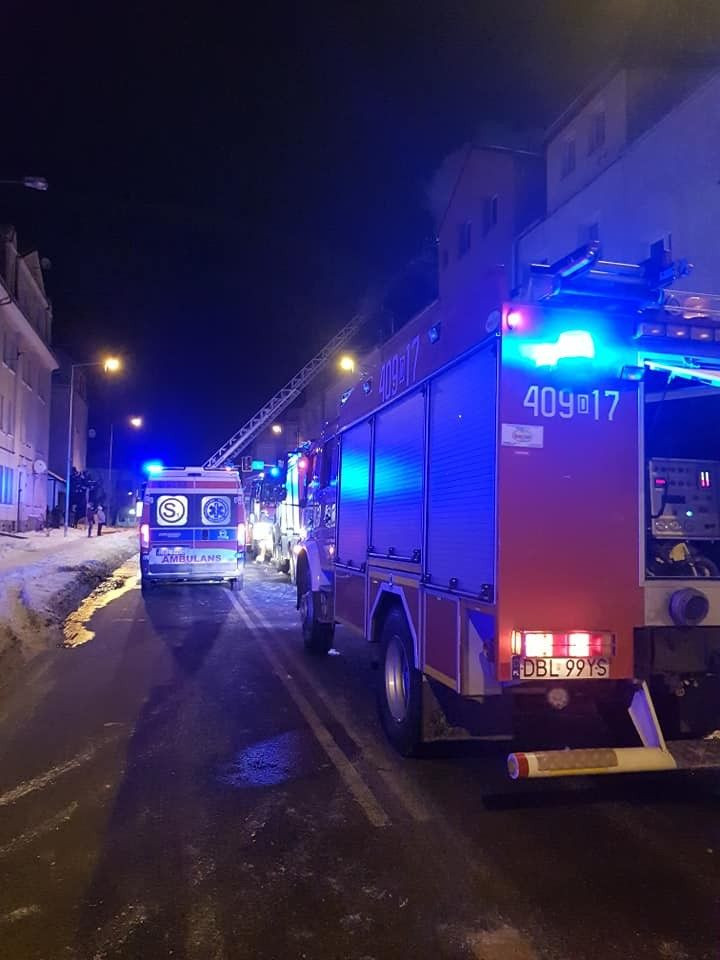 Pożar przy ulicy Żwirki i Wigury w Bolesławcu