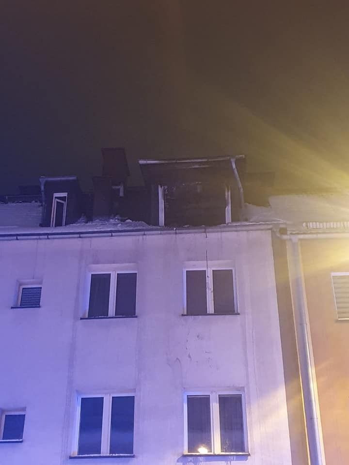 Pożar przy ulicy Żwirki i Wigury w Bolesławcu