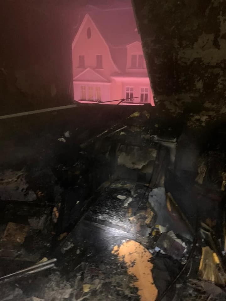 Pożar przy ulicy Żwirki i Wigury w Bolesławcu