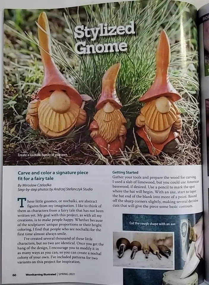 Artykuł o Mirosławie Czeladce w magazynie „Woodcarving Illustrated”. Zdjęcia wykonał Andrzej Stefańczyk