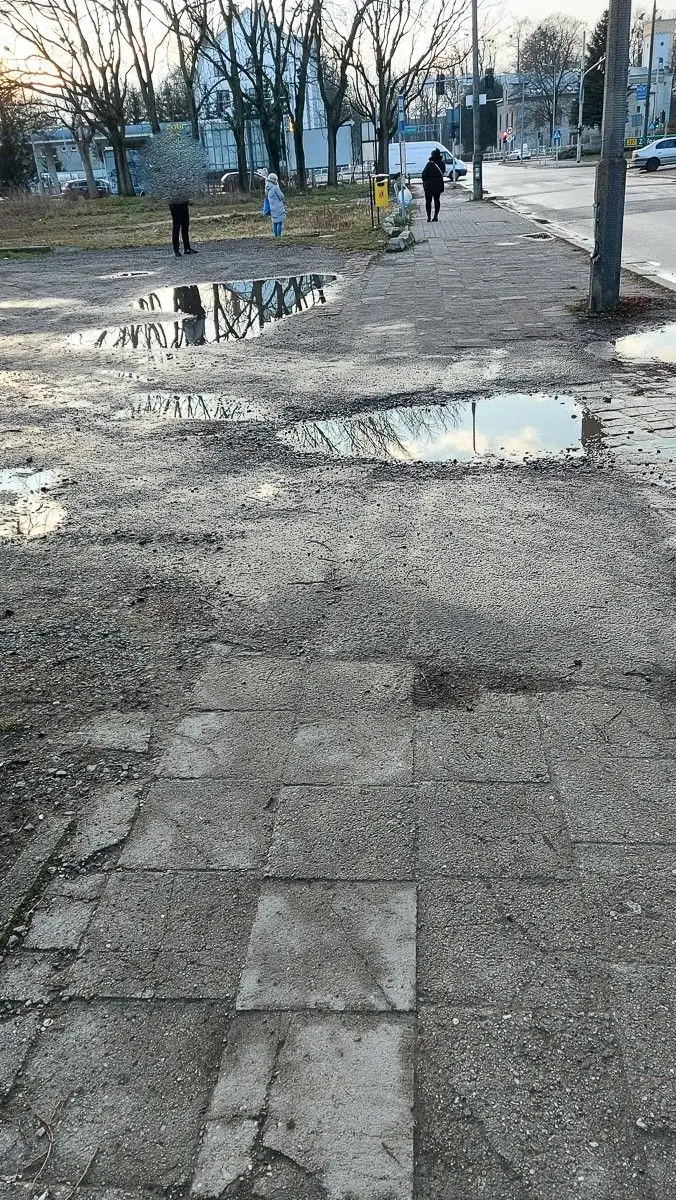 Wyboisty chodnik przy ulicy Zgorzeleckiej w Bolesławcu