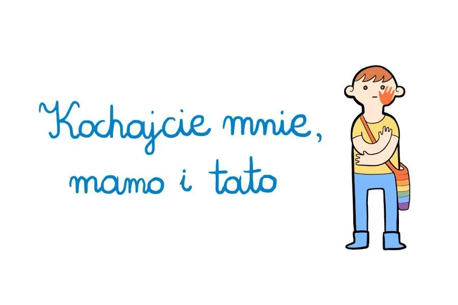 Plakat „Kochajcie mnie, mamo i tato”