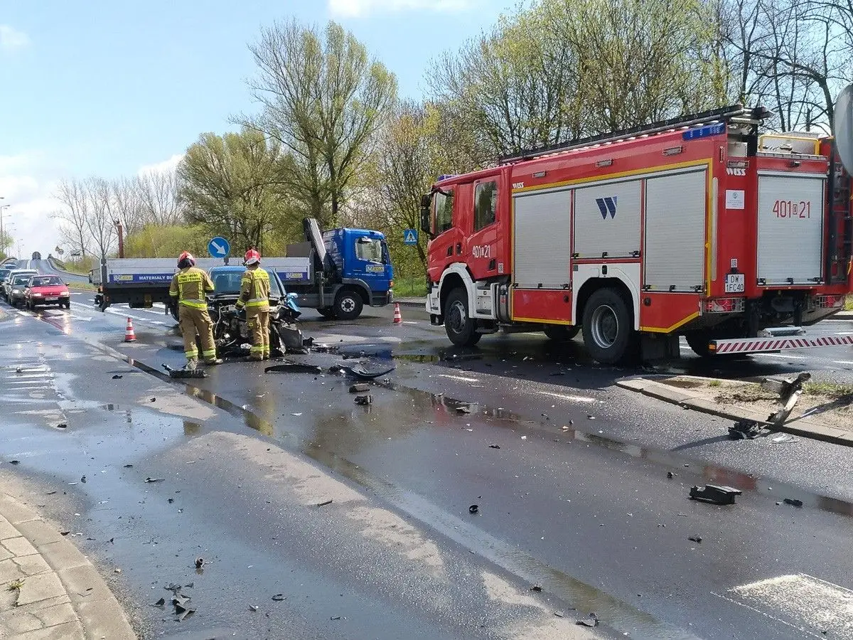 Zderzenie na ulicy Cieszkowskiego w Bolesławcu