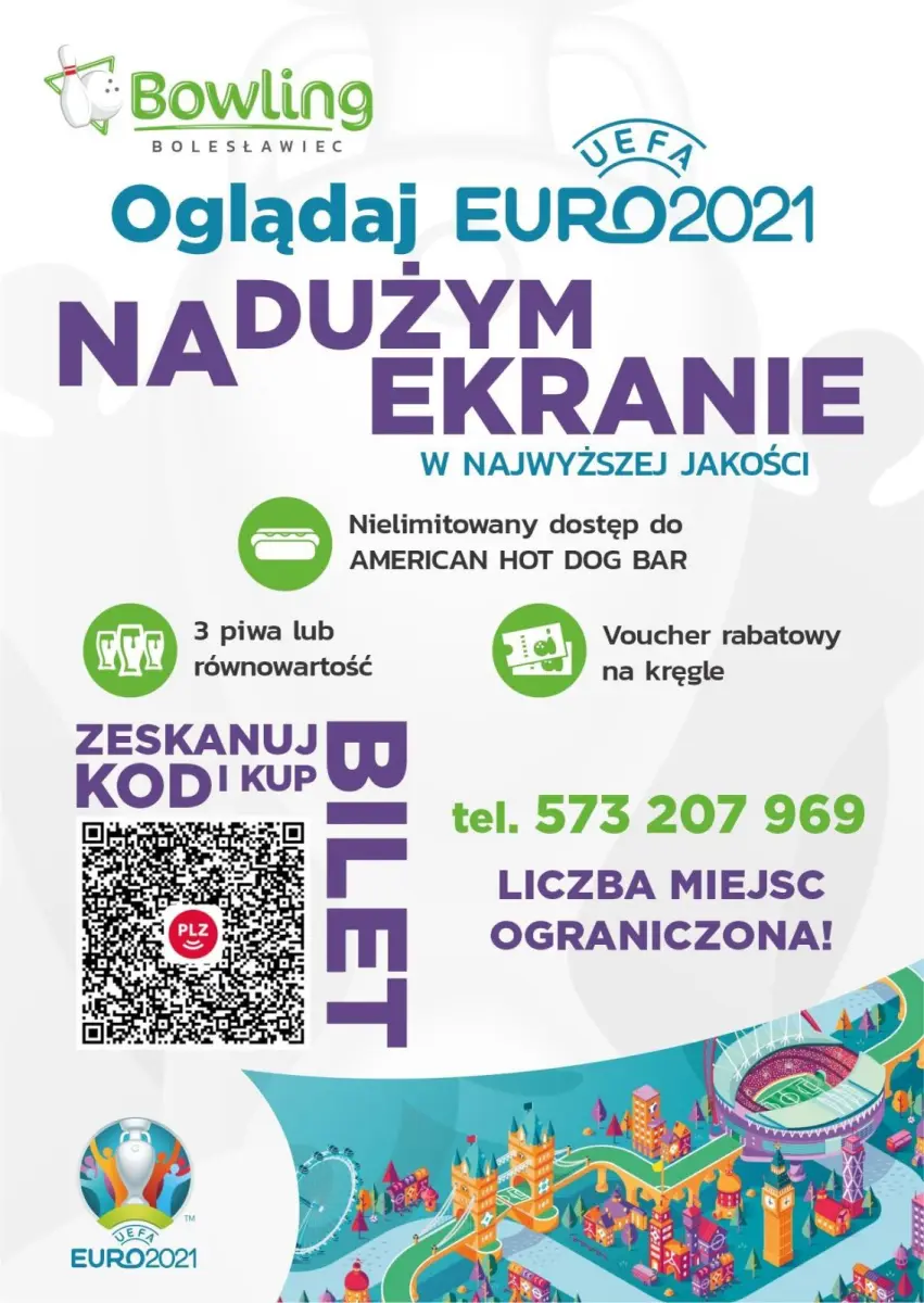 Strefa Kibica Euro2021 w Bowling Bolesławiec