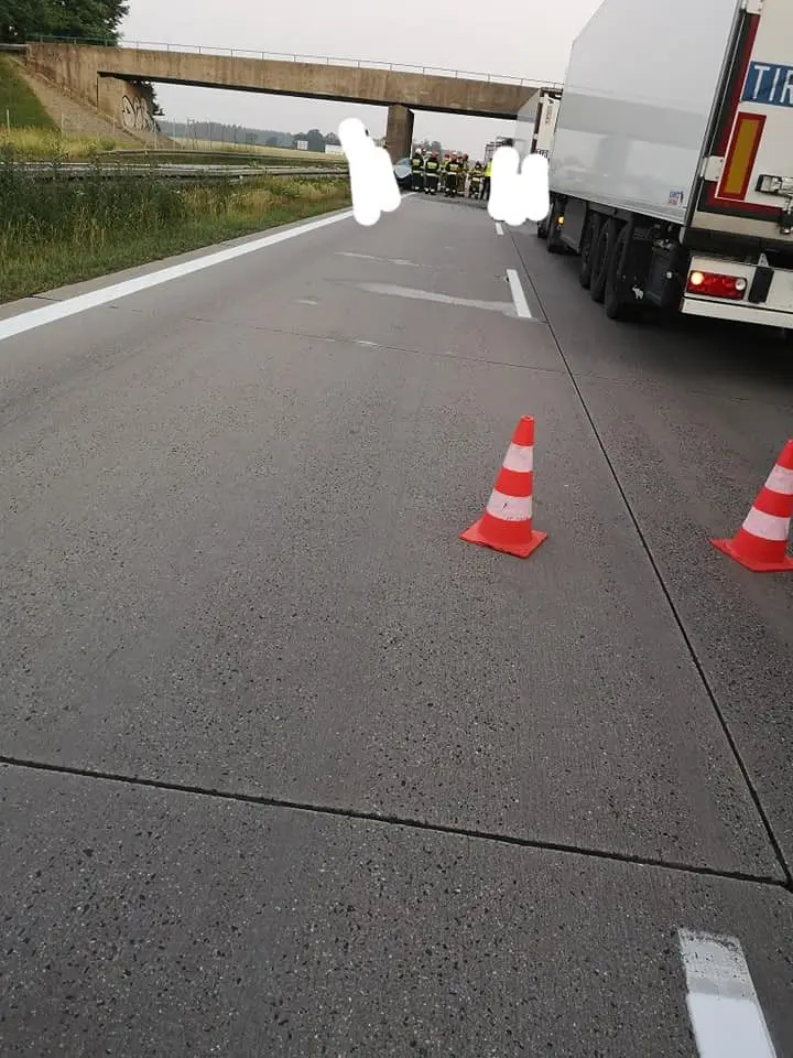 Działania straży pożarnej na A4