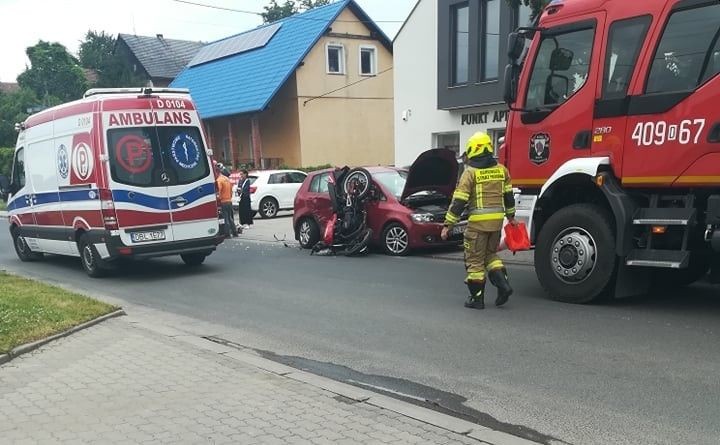 Zderzeni motocykla z autem w Raciborowicach Dolnych