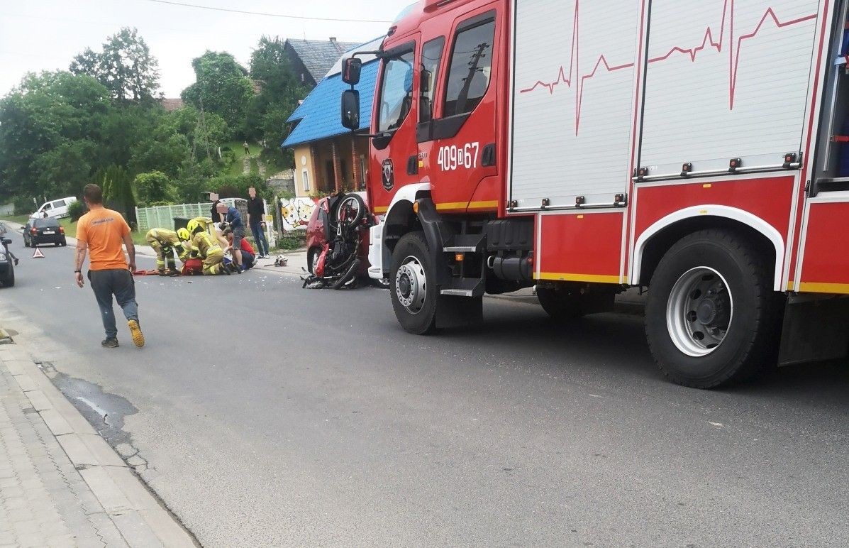 Zderzeni motocykla z autem w Raciborowicach Dolnych
