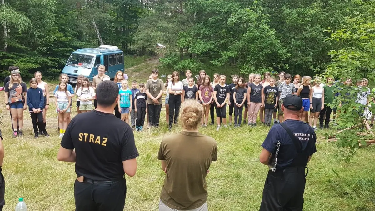 Firefighters at a scout camp