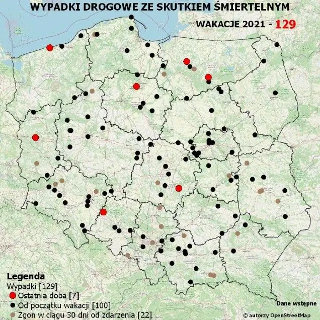 Policyjna mapa wypadków drogowych