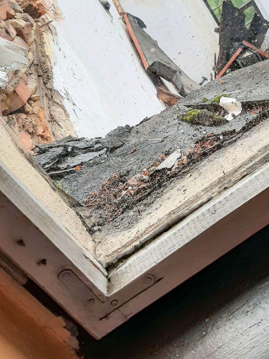 Zawalony dom ludowy w Nowej Wsi