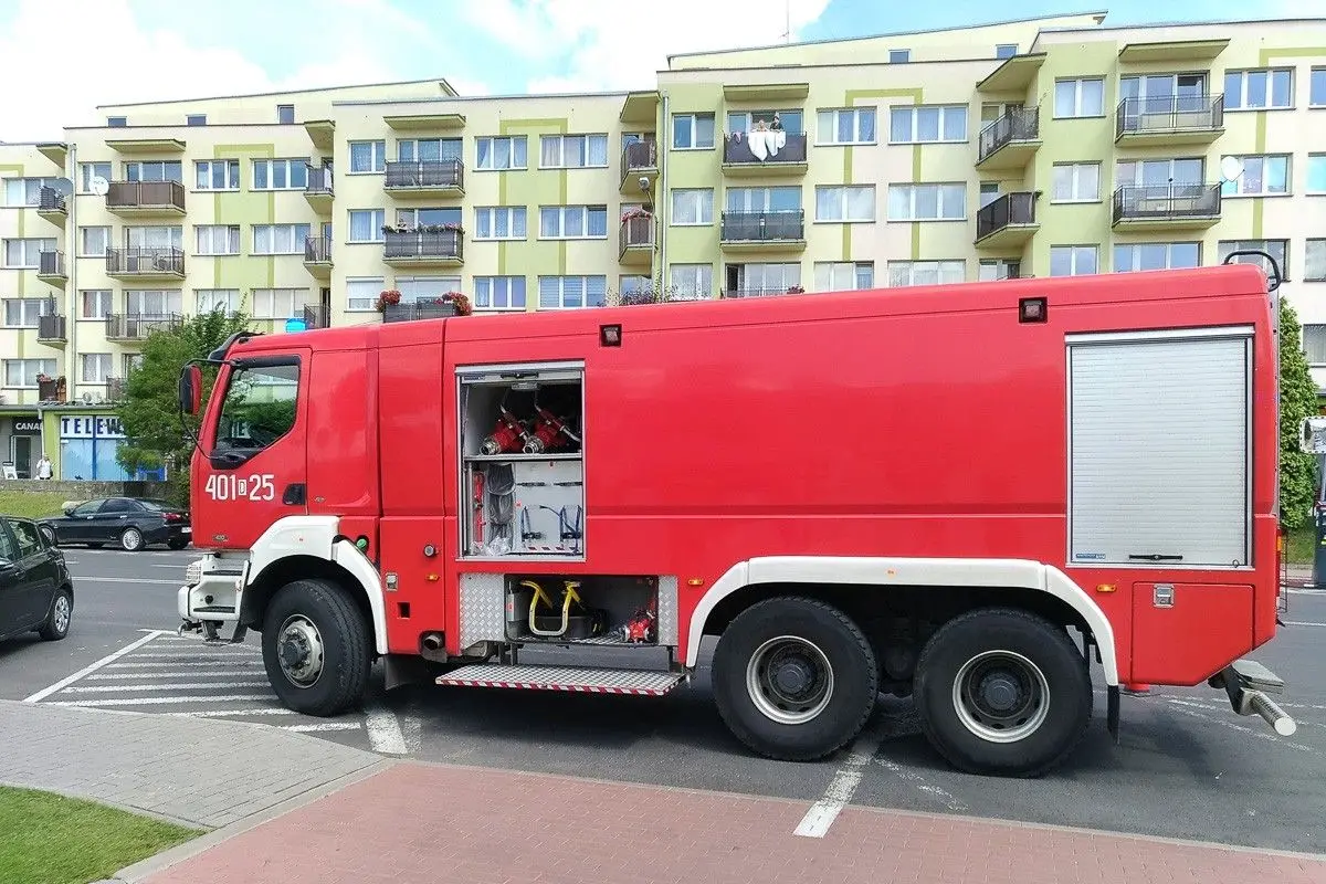 Ćwiczenia strażackie przy hotelu Ibis w Bolesławcu