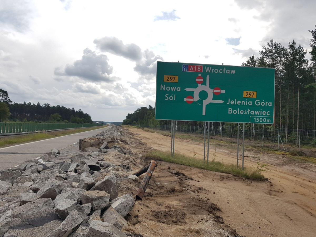 Prace przy drodze krajowej nr 18