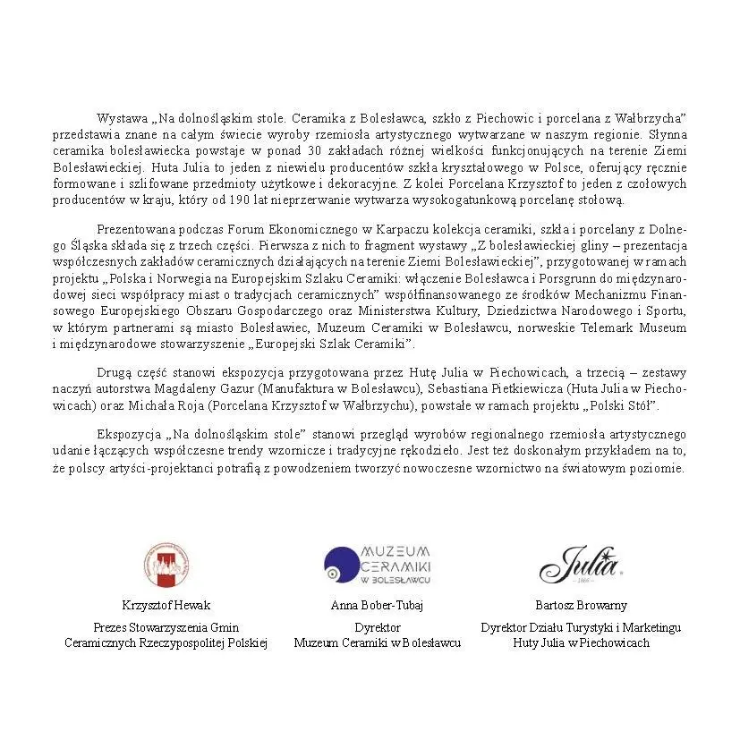 Katalog „Na dolnośląskim stole. Ceramika z Bolesławca, szkło z Piechowic i porcelana z Wałbrzycha”