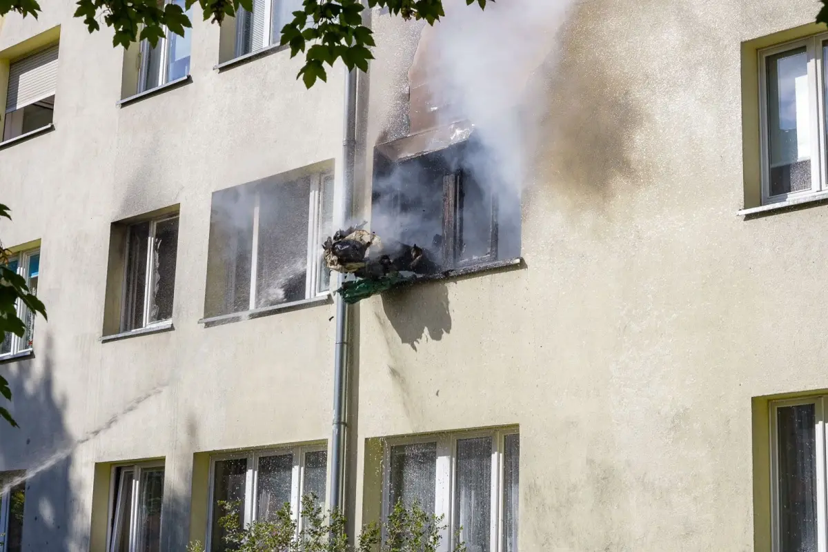 Pożar przy ul. Bielskiej w Bolesławcu